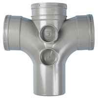 Terrain Solvent 110mm x 92 Deg Double Branch 4 Boss Spigot Outlet - Grey