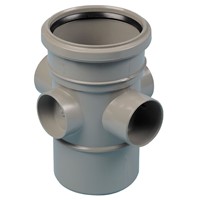 Terrain 110mm Pushfit 4 Boss Pipe Connector Socket/Spigot - Grey