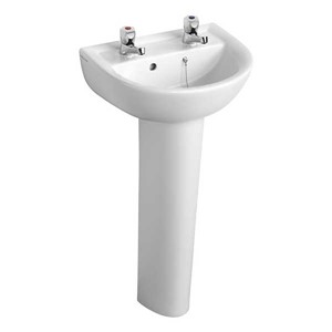 Armitage Shanks Sandringham 21 45cm Handrinse Pedestal Basin 2 Tap Hole