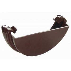 Floplast Half Round 112mm External Stopend - Brown - RE1
