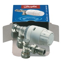 Danfoss RAS-C2 15mm Angled Thermostatic Radiator Valve Combi and Lockshield Valve - 013G6005