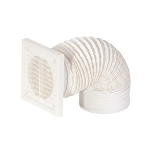 Airflow 100mm dia. 3 Mtr Flexible Duct Wall Kit with Square Grille & Screws - White