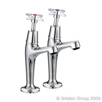 Bristan Value Cross Top High Neck Sink Pillar Taps  - Pair