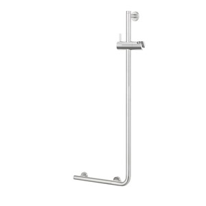 Coram Boston 90 Degree Left Hand Safety Shower Bar Brushed Stainless Steel