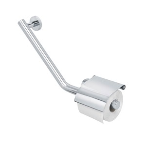 Coram Boston 135 Degree Right Hand Safety Bar with Toilet Roll Holder Polished Stainless Steel