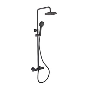 Deva Thermostatic Bar Shower with Diverter to Fixed Head & Handset Matt Black