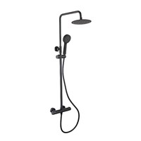Deva Thermostatic Bar Shower with Diverter to Fixed Head & Handset Matt Black