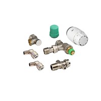 Danfoss 15mm Angled RAS-B2 TRV & Lockshield with Drain Off & 2 x 15mm Push Fit Fittings