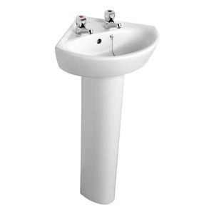 Armitage Shanks Sandringham 21 48cm Corner Pedestal Basin 2 Tap Hole