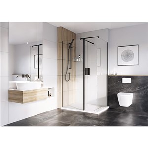 Inspirations 900 Corner Wetroom Glass Panel Black