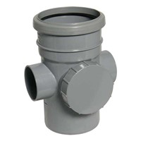 Floplast Ring Seal Soil 110mm Access Pipe Socket / Spigot - Grey