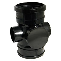 Floplast Ring Seal Soil 110mm Access Pipe Socket / Solvent - Black