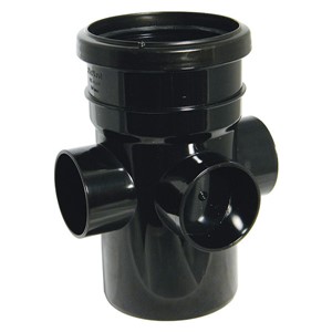 Floplast Ring Seal Soil Socket / Spigot Boss Pipe - Black