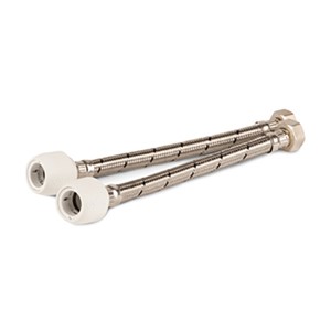 Hep2O 15mm x 3/4" 300mm Long Braided Flexible Tap Connector with Brass Nut & Rubber Washer