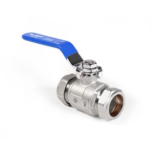 Inta Trade-Tec 28mm Lever Ball Valve with Blue Handle / Red Sleeve