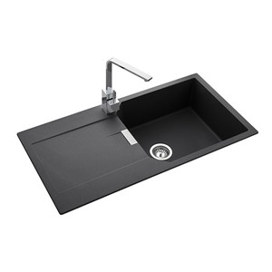 Rangemaster Mayon 1000mm x 510mm Single Bowl Sink Igneous Stone Ash Black