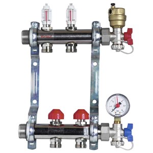 Heatmaster Underfloor 9 Port Manifold with Fittings and Guage