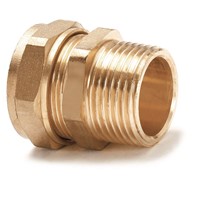 Express Compression Brass Straight Male Iron Coupling - Taper 10mm x 3/8"