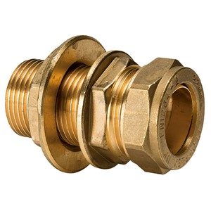 Express Compression Brass Straight Adaptor Extended Thread with Back Nut 42mm x 1 1/2"