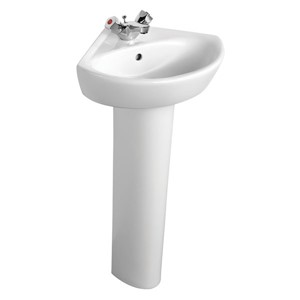 Armitage Shanks Sandringham 21 48cm Corner Pedestal Basin 1 Tap Hole
