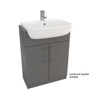 Inspirations Milano Thin Lipped Square 55cm 1 Taphole Semi Recessed Basin