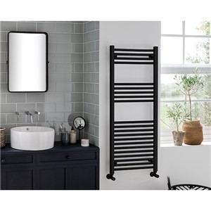 Sensations Axis Towel Rail 1200mm High x 500mm Long - Output 492w - Matt Black