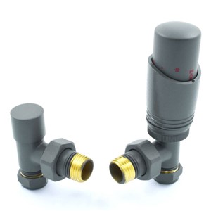 West Delta Angled Thermostatic Radiator Valve - Gunboat Grey