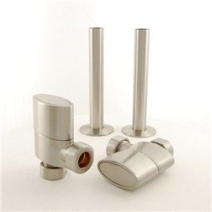 West Pair Ellipse Oval Radiator Valve including Sleeves - Satin Nickel