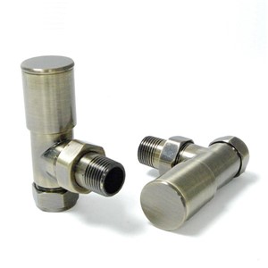 West Pair Milan Angled Radiator Valves - Antique Brass