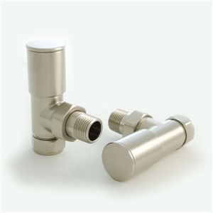 West Pair Milan Angled Radiator Valves - Satin Nickel